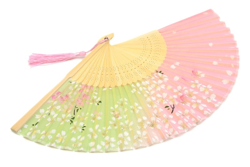 OMyTeaÂ® Hand Held Silk Folding Fans with Bamboo Frame - with a Fabric Sleeve for Protection for Gifts - 100% Handmade Oriental Chinese/Japanese Vintage Retro Style (WZS-45) - Image 3